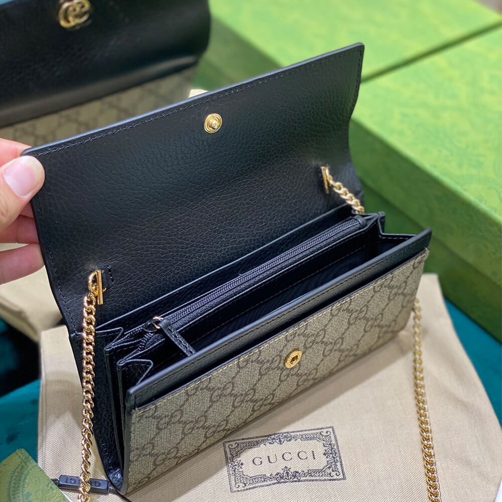 Bi-color GG Marmont wallet on chain(HIGH-END GRADE)